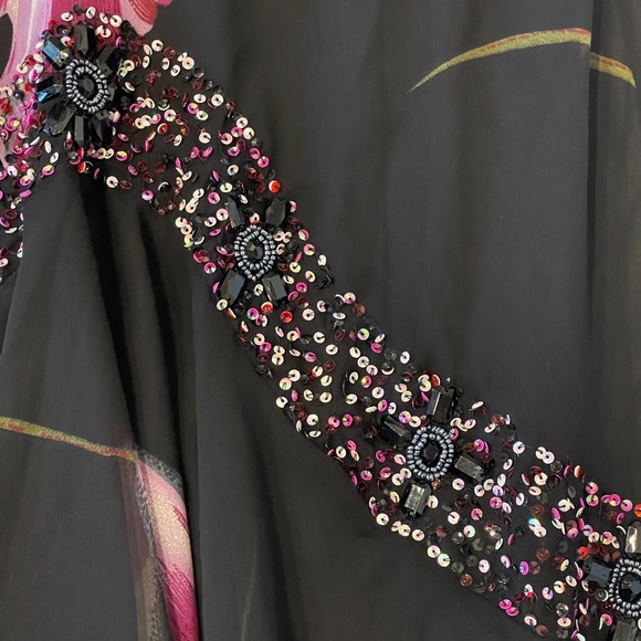 Midnight Velvet Black & Purple Floral Formal Dress SZ:2X - Picture 4 of 12